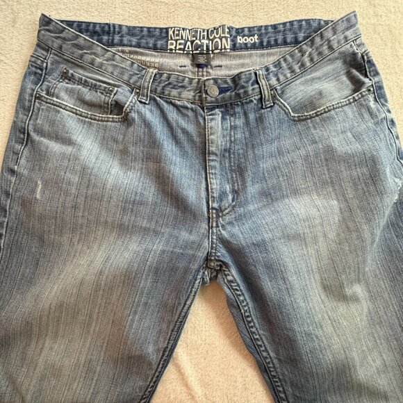 Kenneth Cole Reaction Men's Jeans Boot Cut Medium Wash 36X32 Denim Blue - Picture 8 of 10